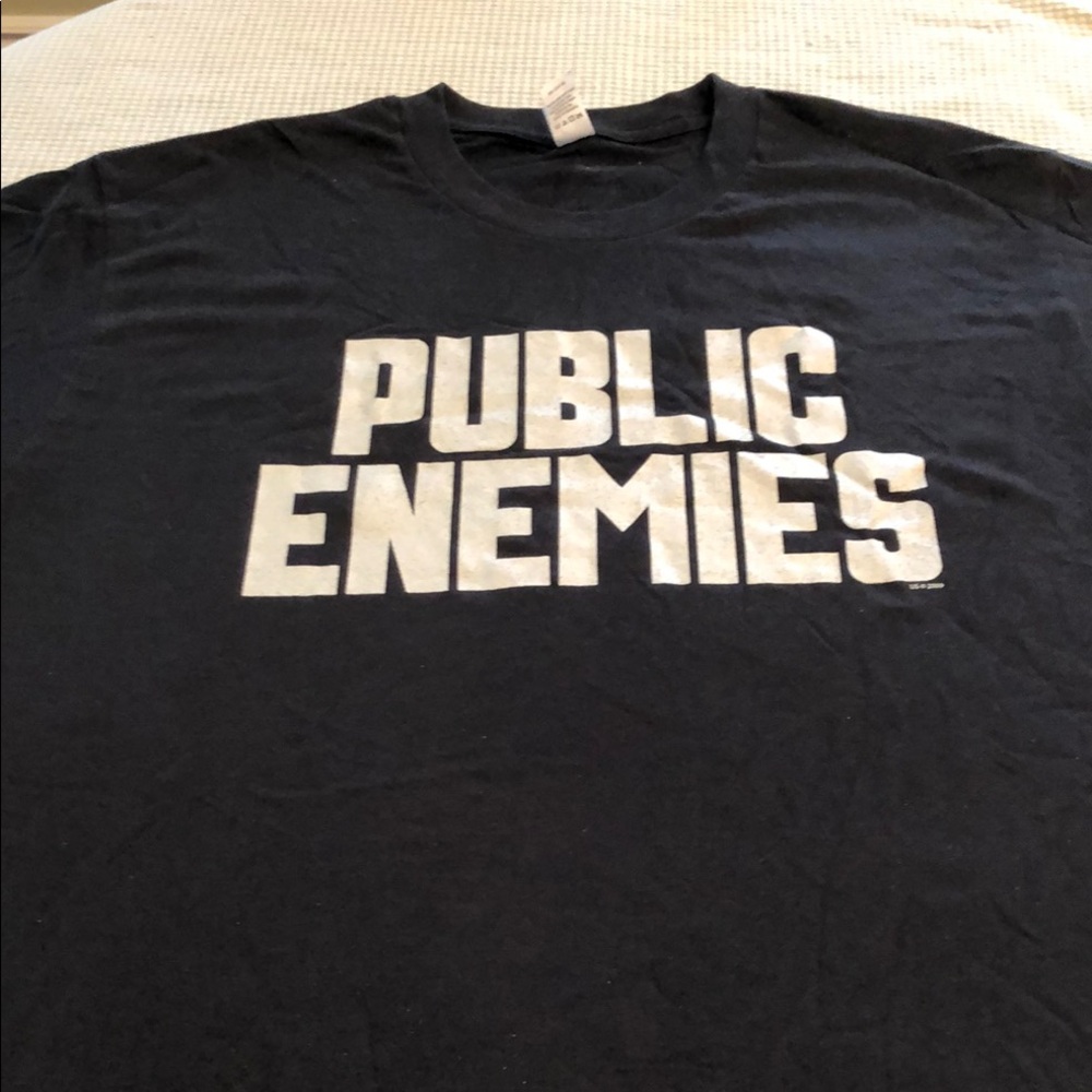 PUBLIC ENEMIES Movie Promo T-Shirt Black/White L Johnny Depp Christian Bale #915 - Picture 5 of 5